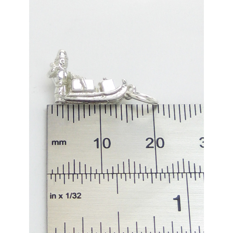Santa on His Sleigh Sterling Silver Charm, Christmas